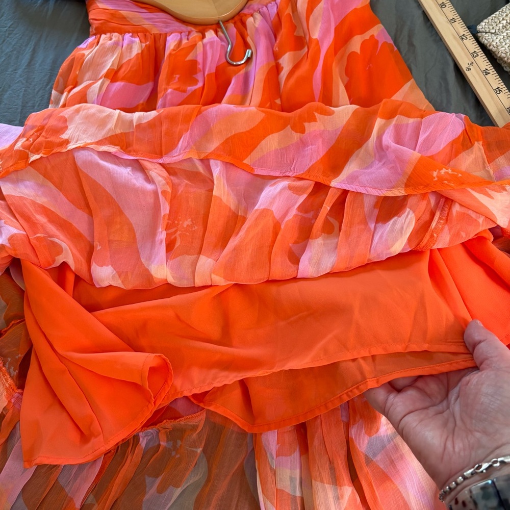 Ramy Brook Bernadette Midi Strapless Dress in Zinnia Combo. Size 10. - Picture 13 of 16
